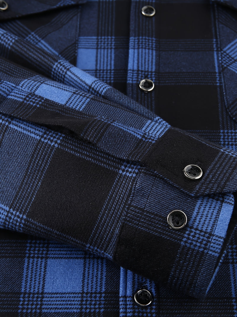 Men's Plush Flannel Shirt Jacket.