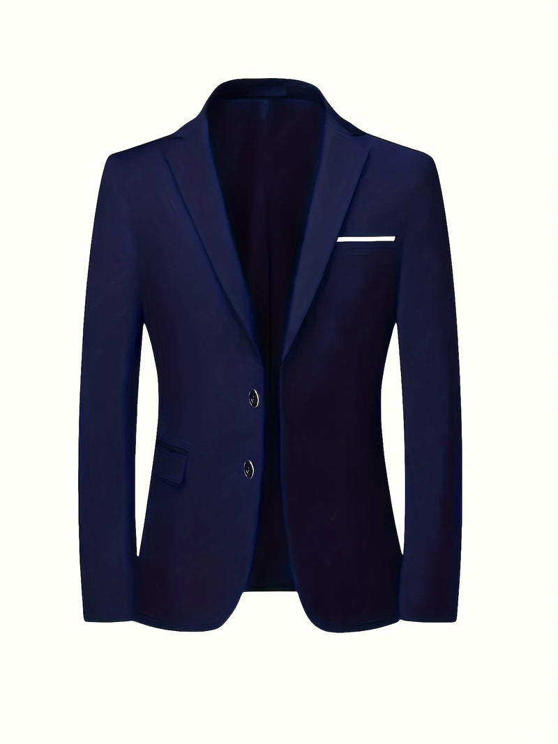 Men's Business Solid Color Classic Elegant Two-Piece Suit.