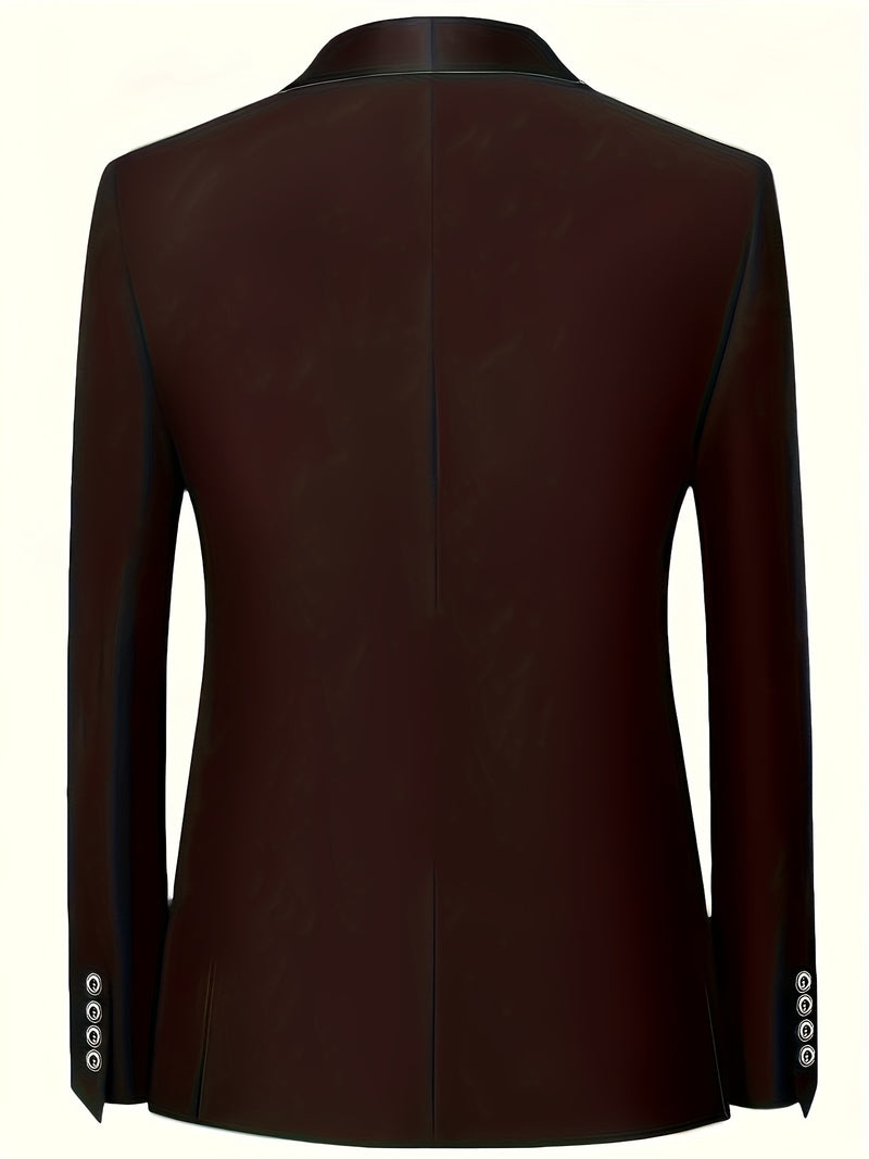 Men's 3pcs Wedding Suit Set - Slim Fit Business Suit Jacket + Single-Breasted Vest.