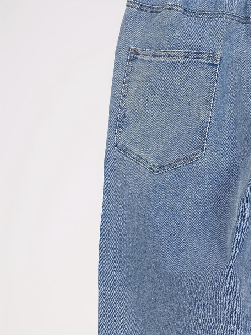 Women’s Unisex Vintage Blue Jeans, Black-Gray Long Pants.