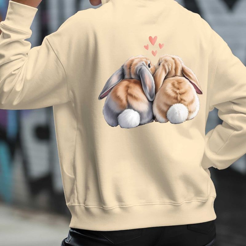 Cute Rabbit Back Women's casual sweatshirt back printed fashionable.