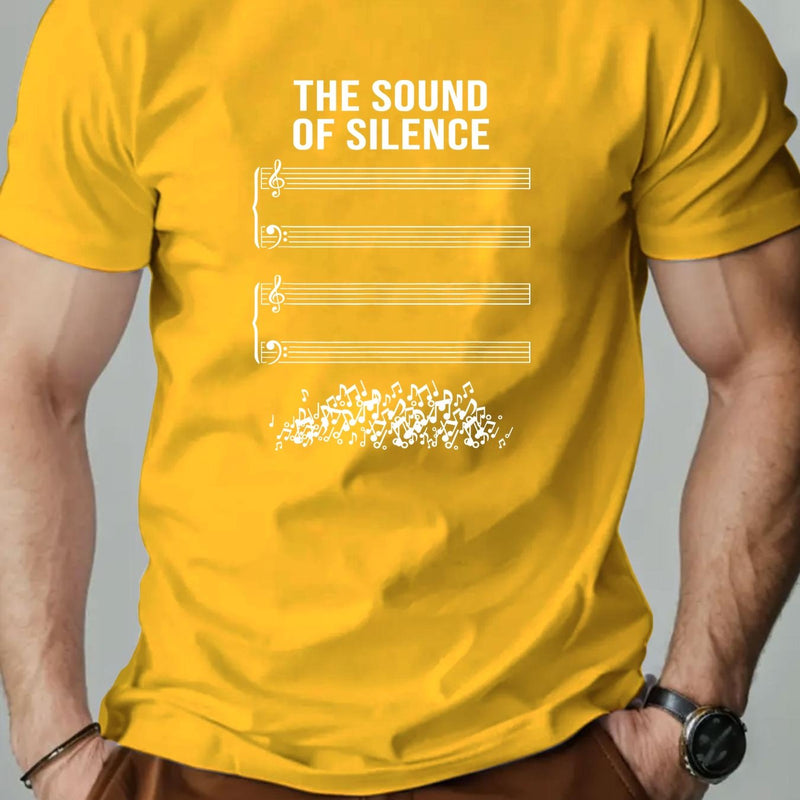 Men's Short Summer Casual T-Shirt with The Sound of Silence Design.