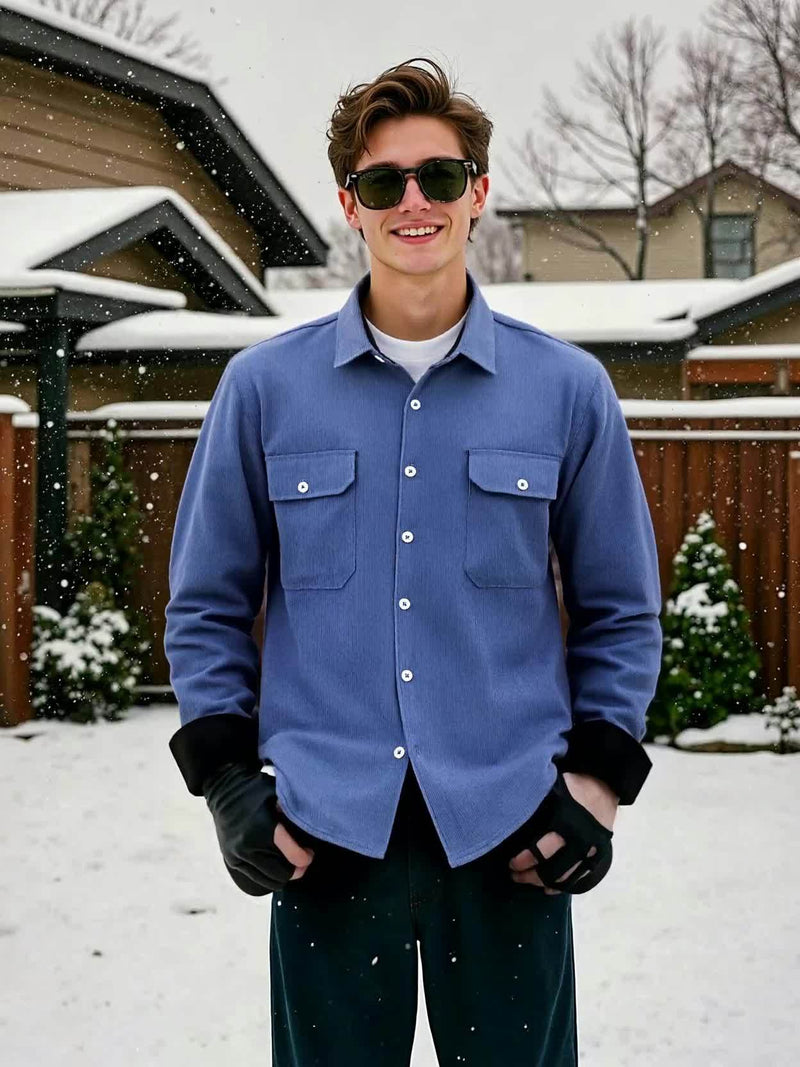 Men’s Shirt Inside Warm Long Sleeve Jacket.