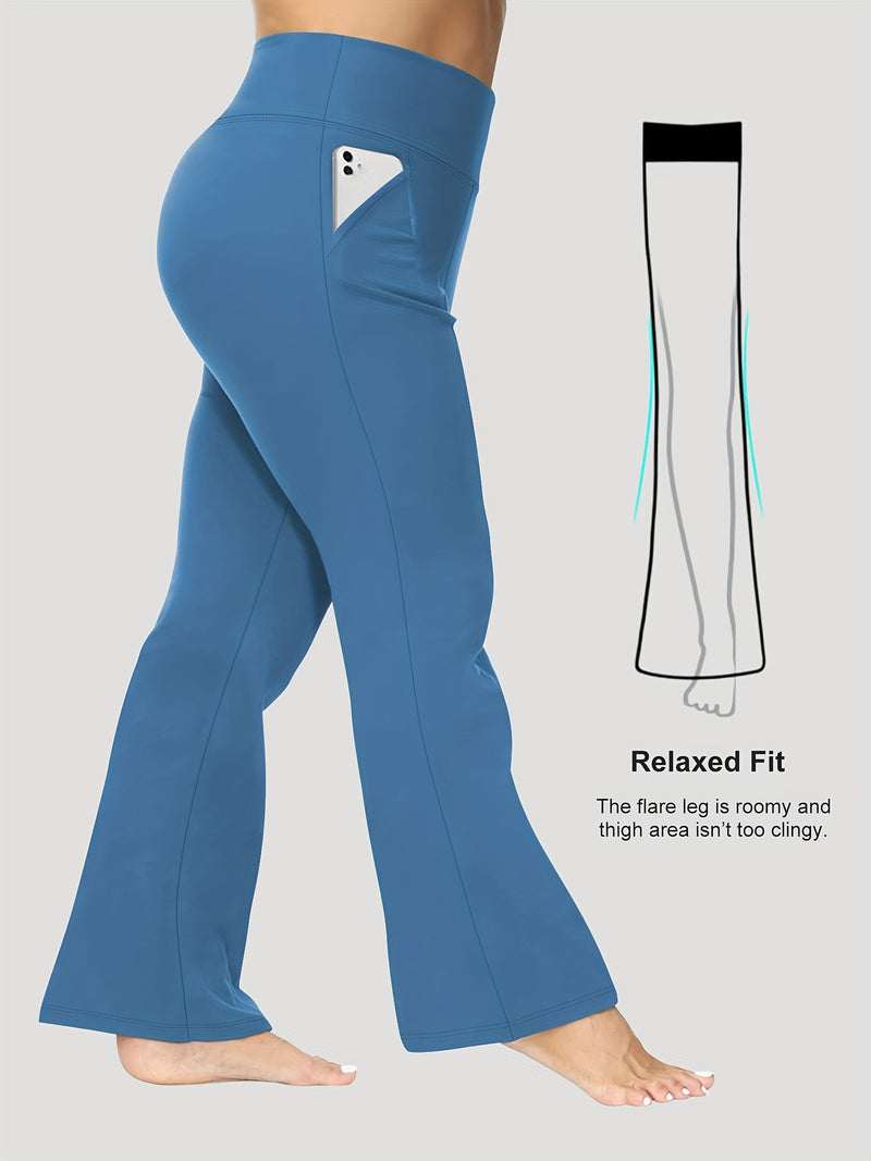 Women’s 2-Pack - Plus Size High-Waisted Flare Pants with Slant Pockets.