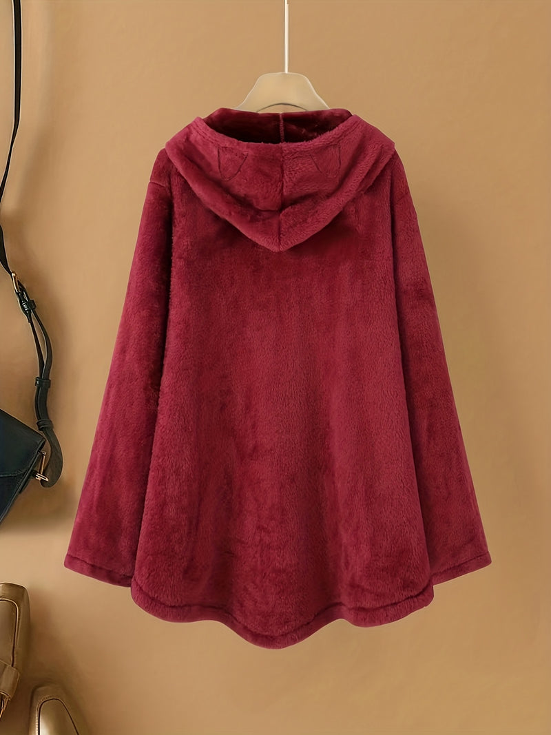 Women's Fashion Fluffy Embroidered Cat Ear Casual Hoodie.