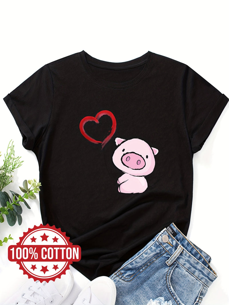 Women's Cute & Heart Balloon Print T-Shirt.