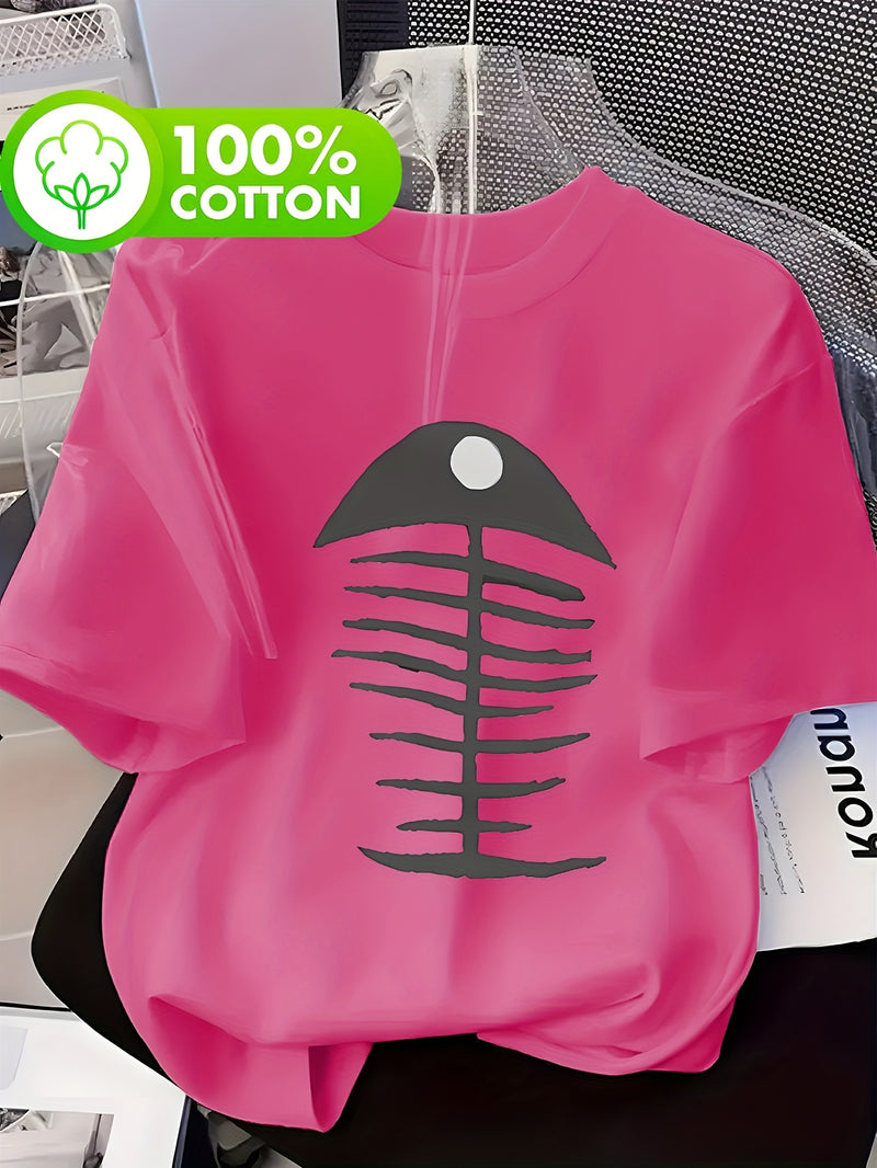 Women’s T-Shirt with Fish Bone Graphic.