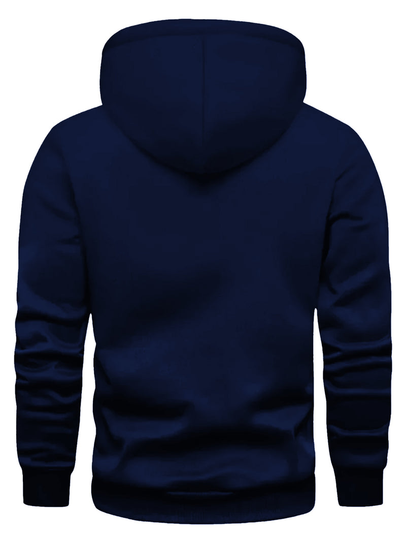 Men's Casual Versatile -Lined Hooded Sweatshirt with British Flag Print.