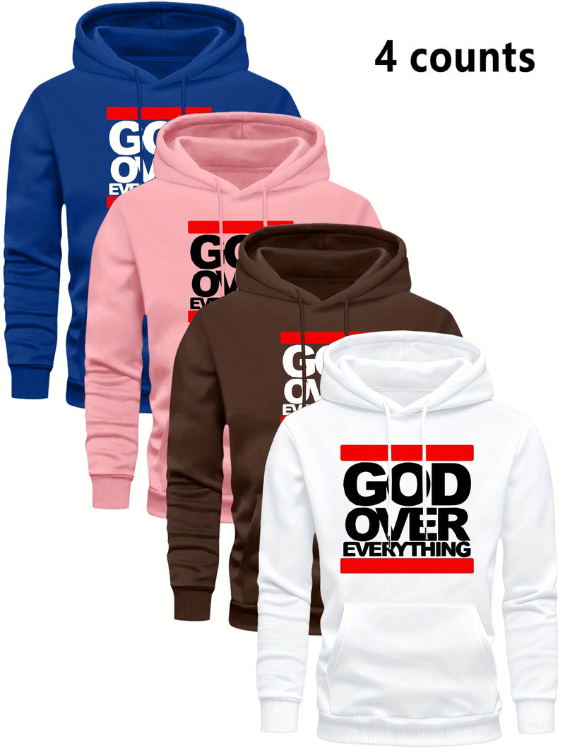 4 Counts Hooded Sweatshirt Fleece Men's Casual Versatile Fashion.