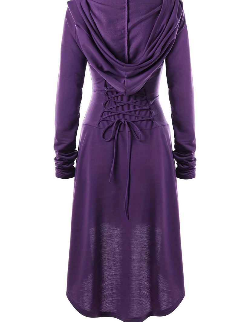 Women's Solid Color Tie-Up Asymmetrical Dress.