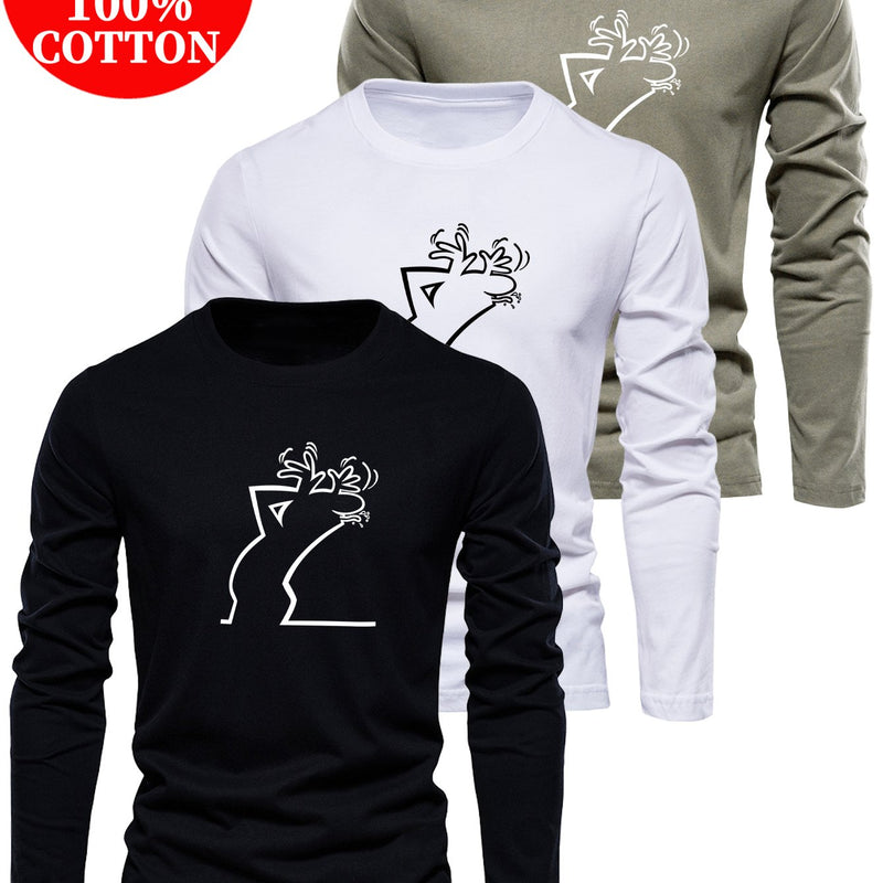 3pcs Men’s Cotton T-Shirts Casual Crew Neck.