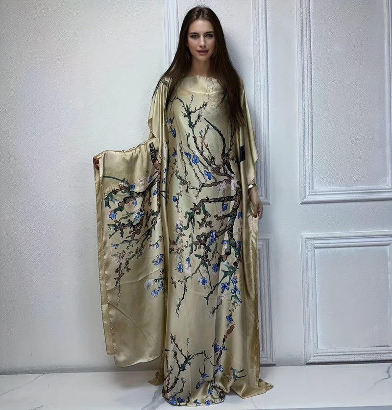 Women’s Tree Print Crew Neck Kaftan Dress.
