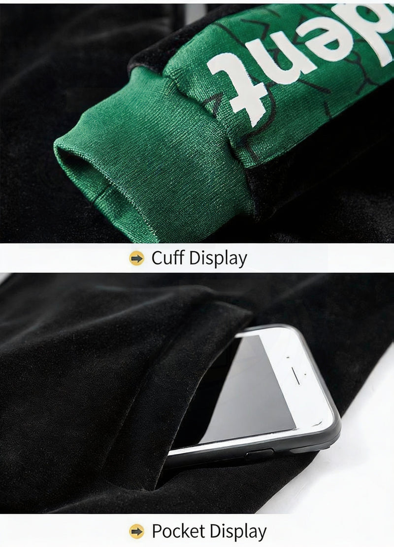 Student Fashion Velvet Sports Suit Men Premium Plush Casual Jacket Pants 2pcs.