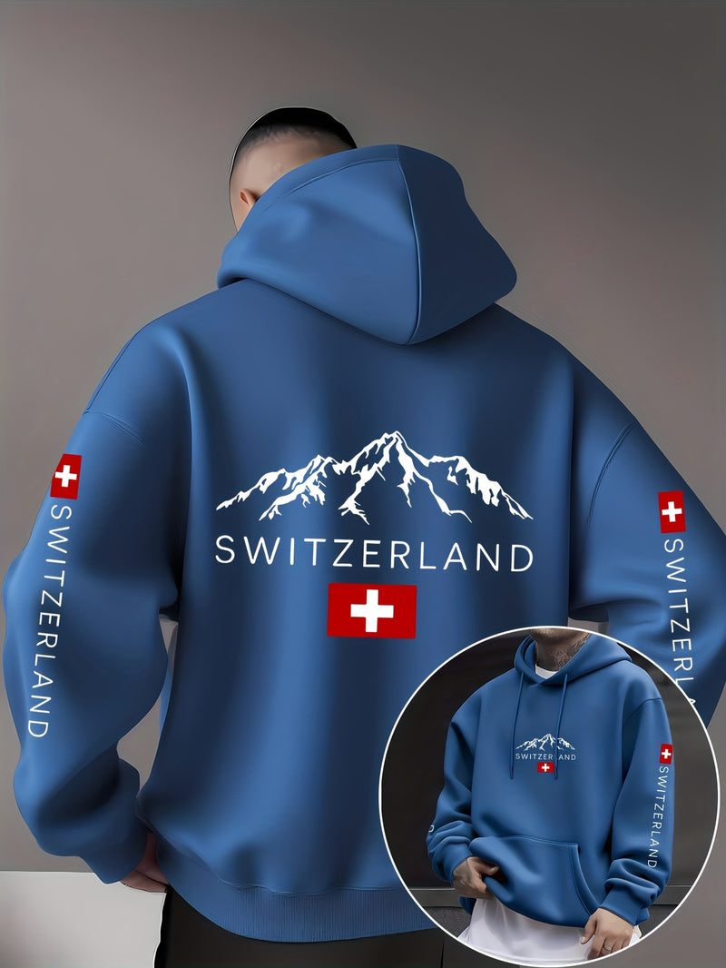 Men'S & Women'S Swiss Flag & Matterhorn Mountain Graphic Hooded Sweatshirt.