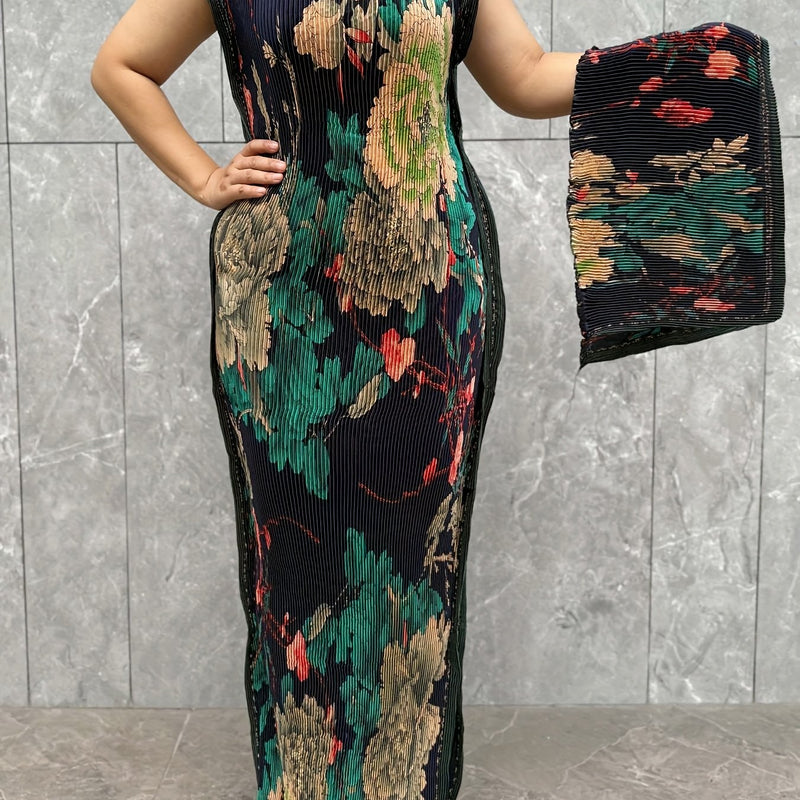 Women’s High-Elastic Bodycon Dress Featuring Traditional Middle Eastern Design.