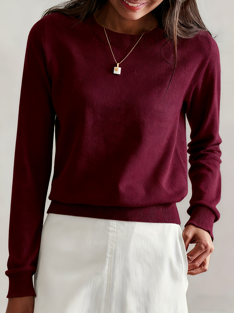 Women's Fashion Round Neck High-end Versatile Base Layer Top.