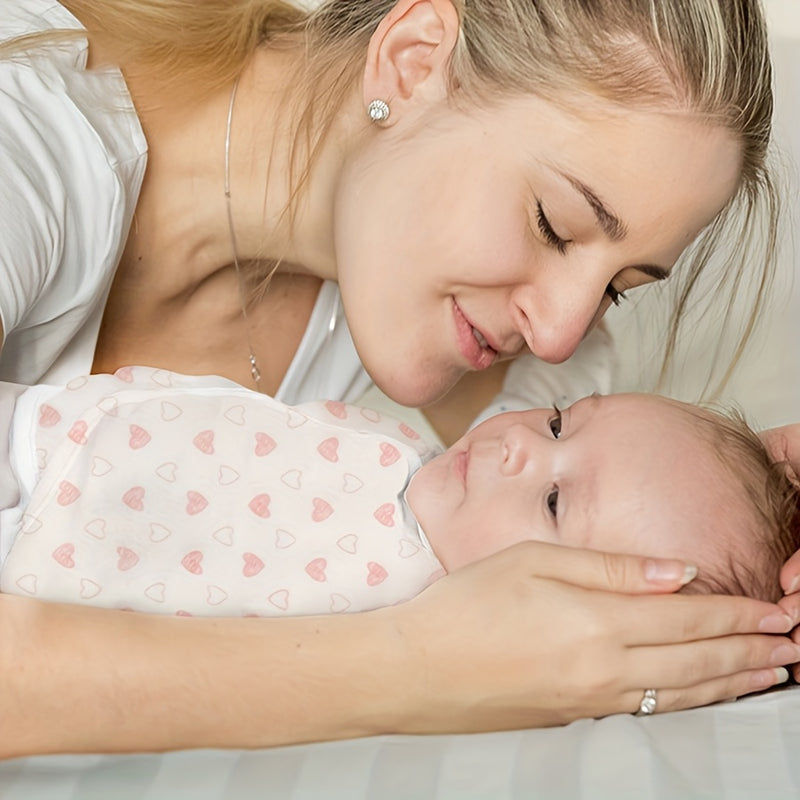 Baptism Gift Robe Printed Swaddle Blanket + Hat Set.