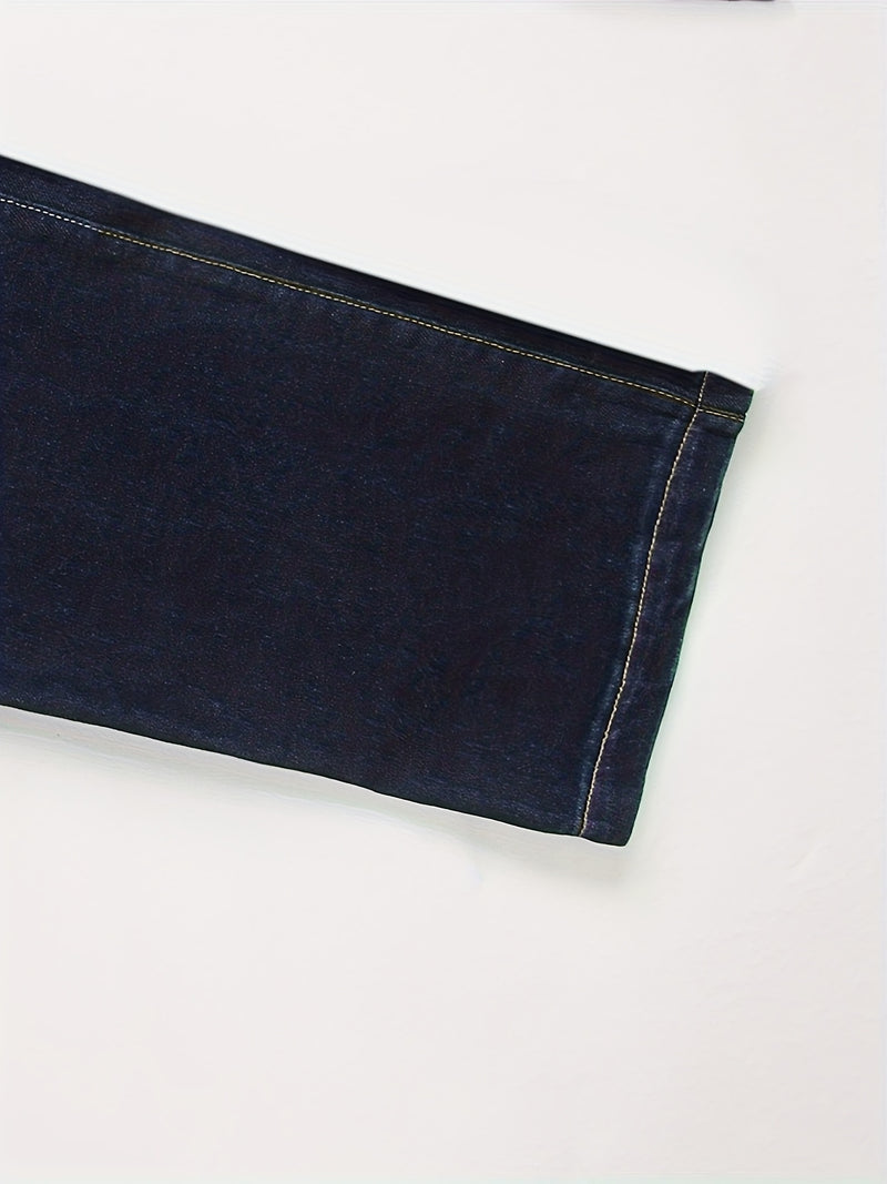 Women’s Unisex Vintage Blue Jeans, Black-Gray Long Pants.
