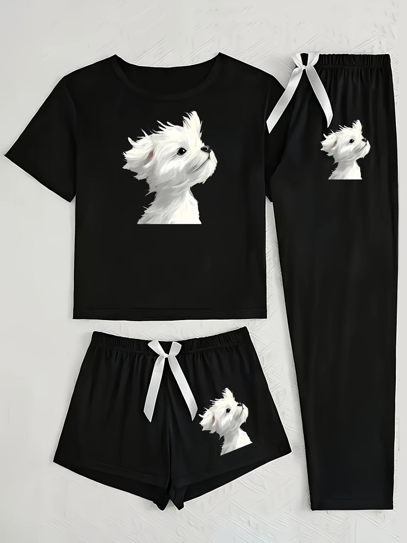 Top+Shorts+Pants 3pcs Set: Women's Summer/Fall Trendy Vacation Wear.