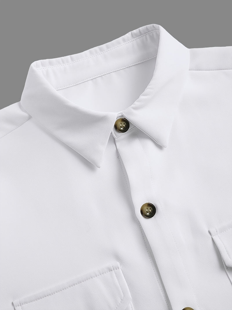 Men's Business Suit Set: Button-Up Cardigan + Drawstring Pants.