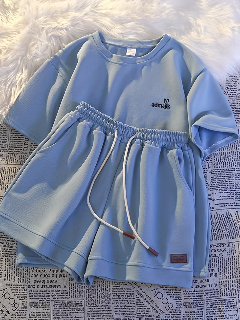 Women’s Summer Casual Short Sleeve Fashion Shorts Set.