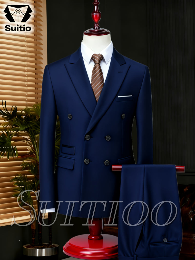 2pcs Men's Slim-Fit Tailored Suit Set - Green Wedding & Business Suit.