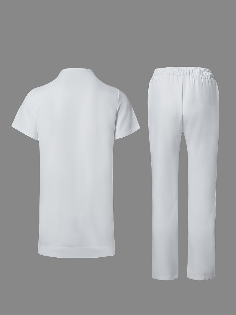 Men's Suits, Short Sleeves, Shoulder Zippers, Spliced Design.
