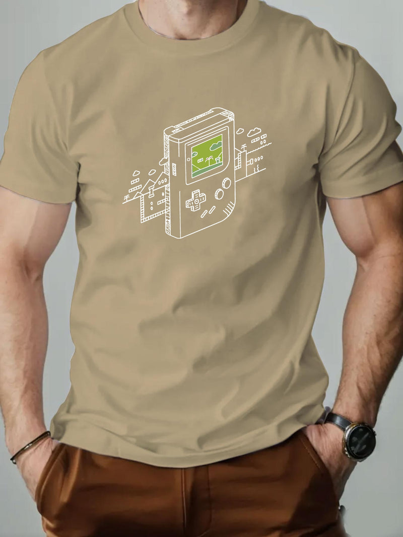 Men's Gaming Console Print Summer Casual Crew Neck Short Sleeve T-Shirt.