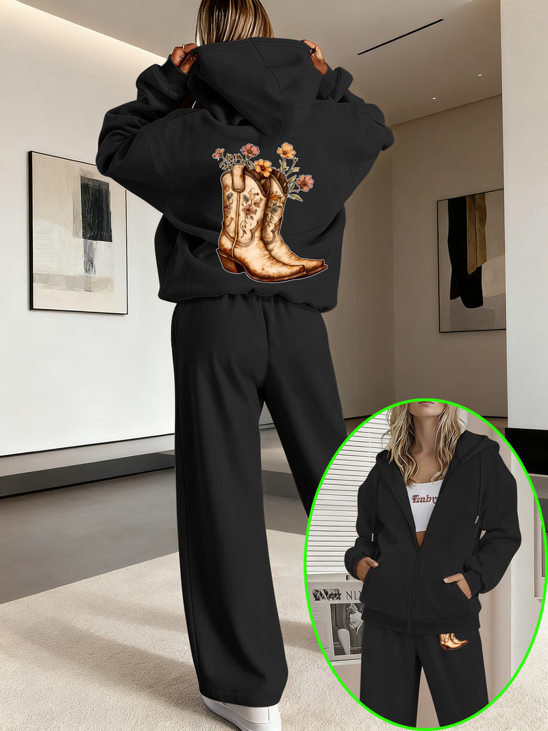 Women’s Graphic Print 2pcs Set, Hoodie & Pants.