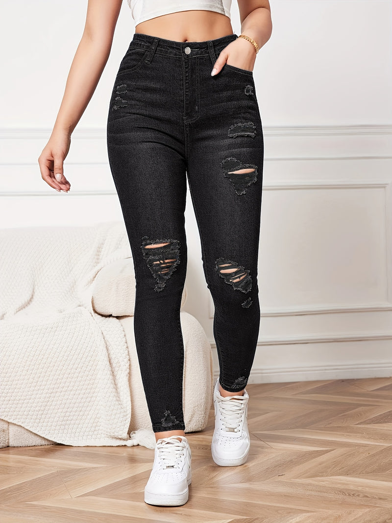 Women's Skinny Jeans - Stretchy Non-Belted Pants.