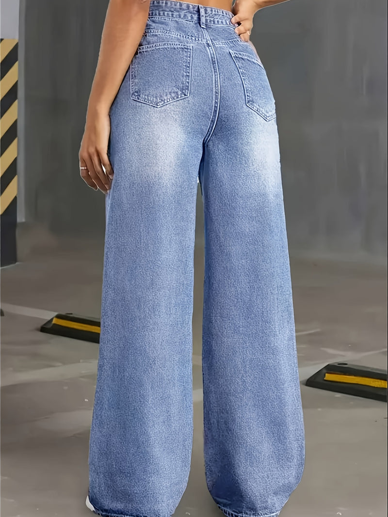 Women's Straight-Leg Wide-Leg Denim Trousers.