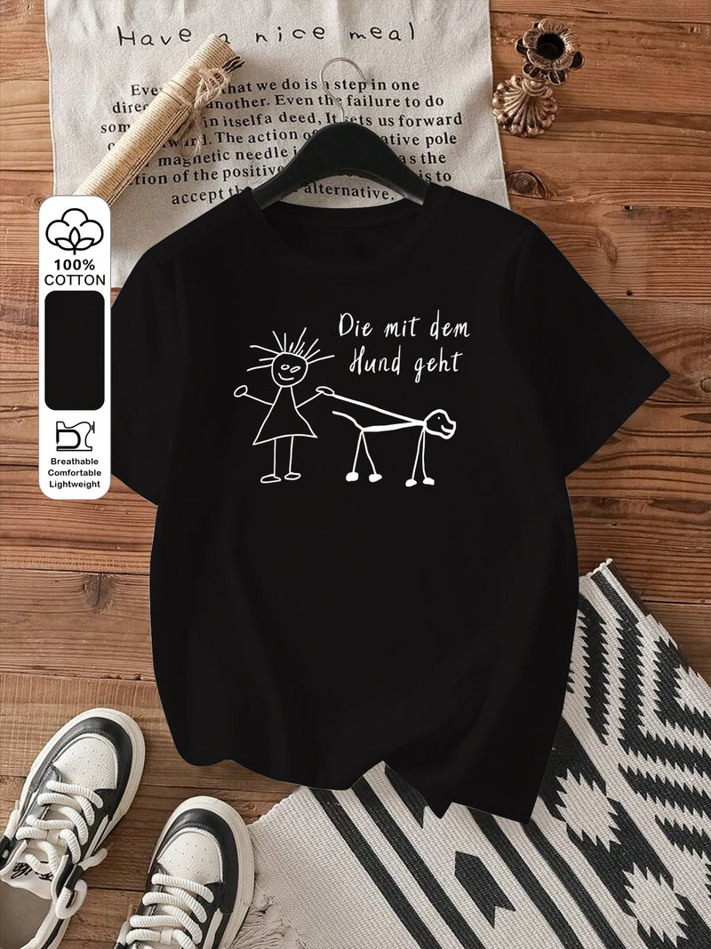 Women's Fashion Printed Round Neck Short Sleeve T-Shirt.