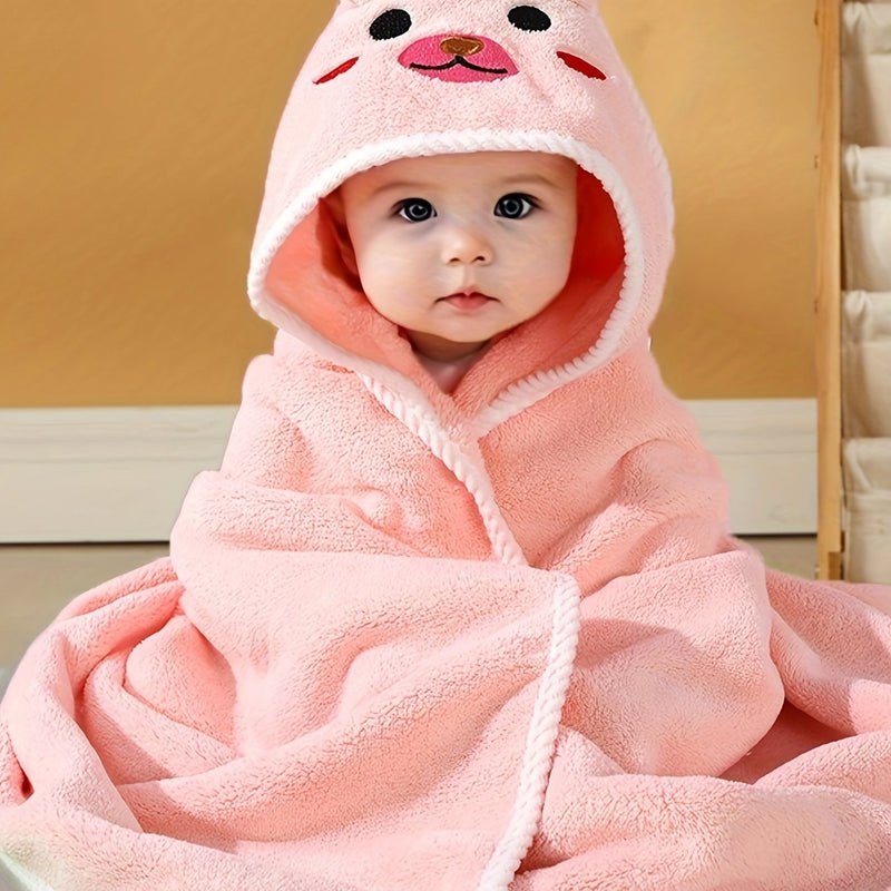 Baby's Animal Pattern Hooded Bathrobe, Multi-functional & Highly Absorbent.