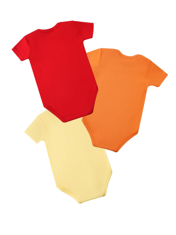 3pcs Newborn Baby Bodysuit Set, Short Sleeve Romper with Letter Print.