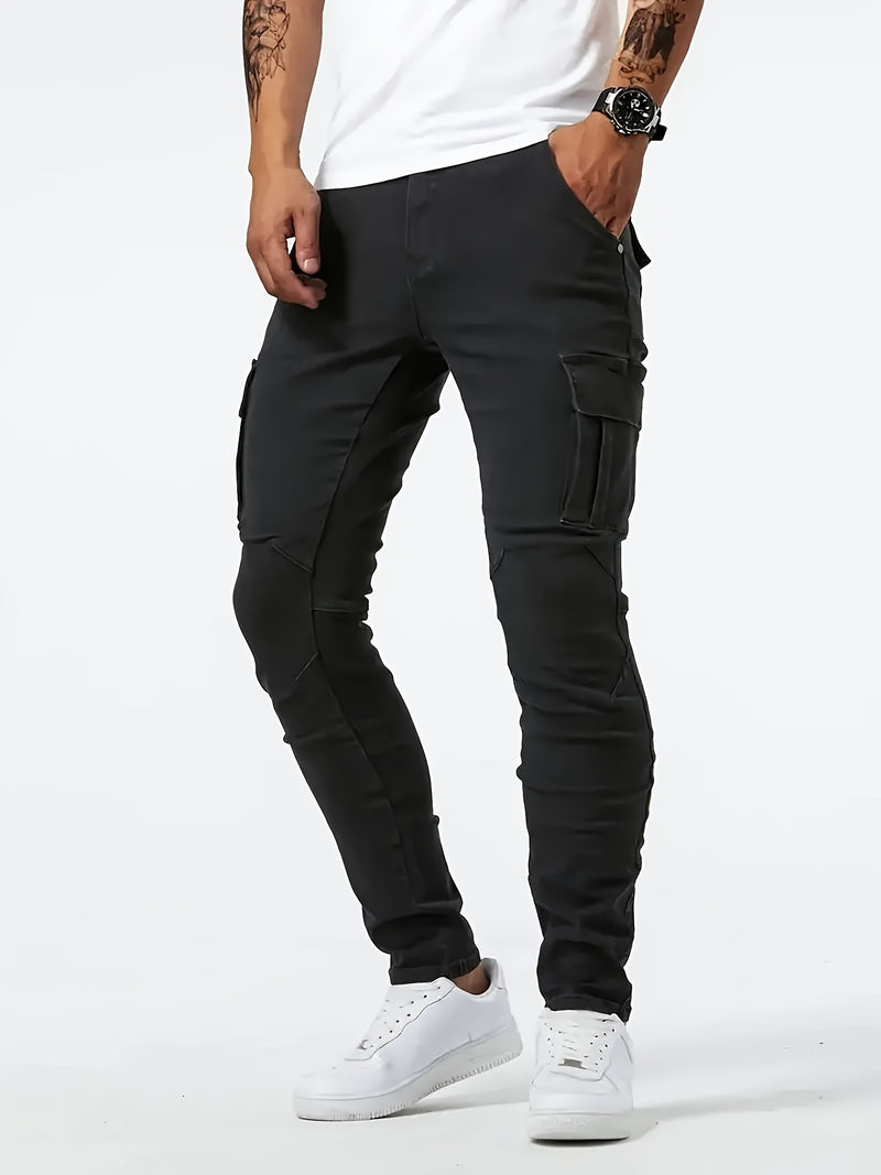 Men's Trendy Casual Long Pants with Multiple Pockets.
