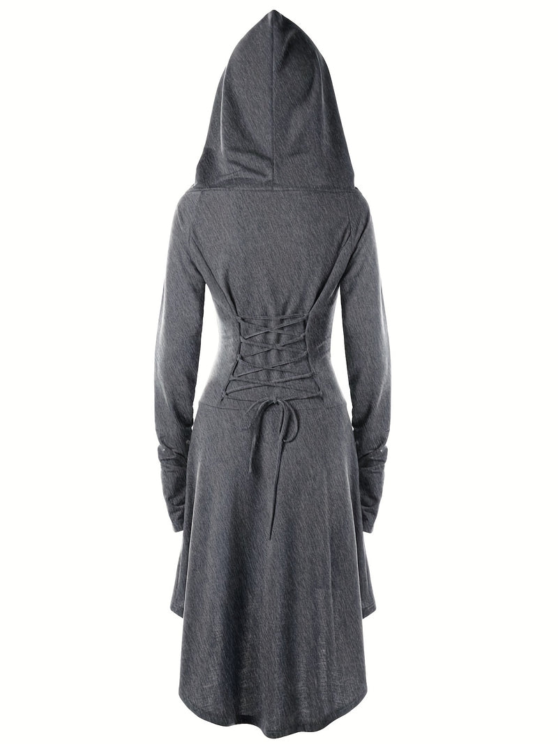 Women's Solid Color Tie-Up Asymmetrical Dress.