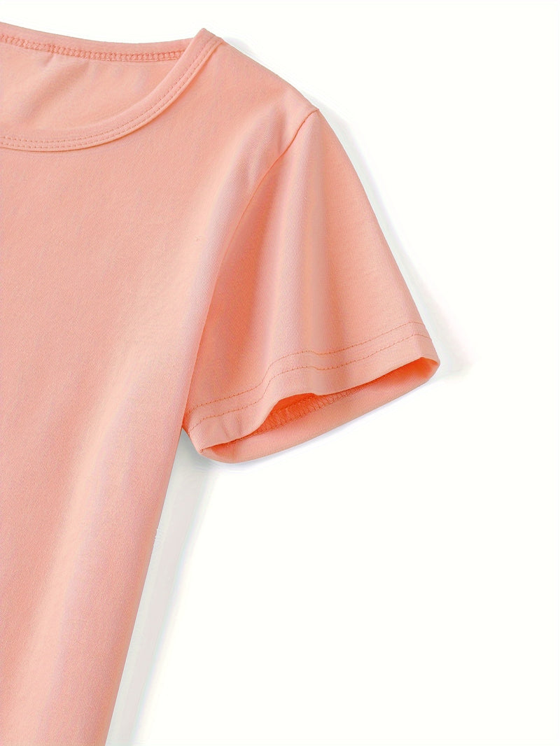 OMA's GIRL Print Tee Girls' Casual & Trendy Crew Neck Short Sleeve.