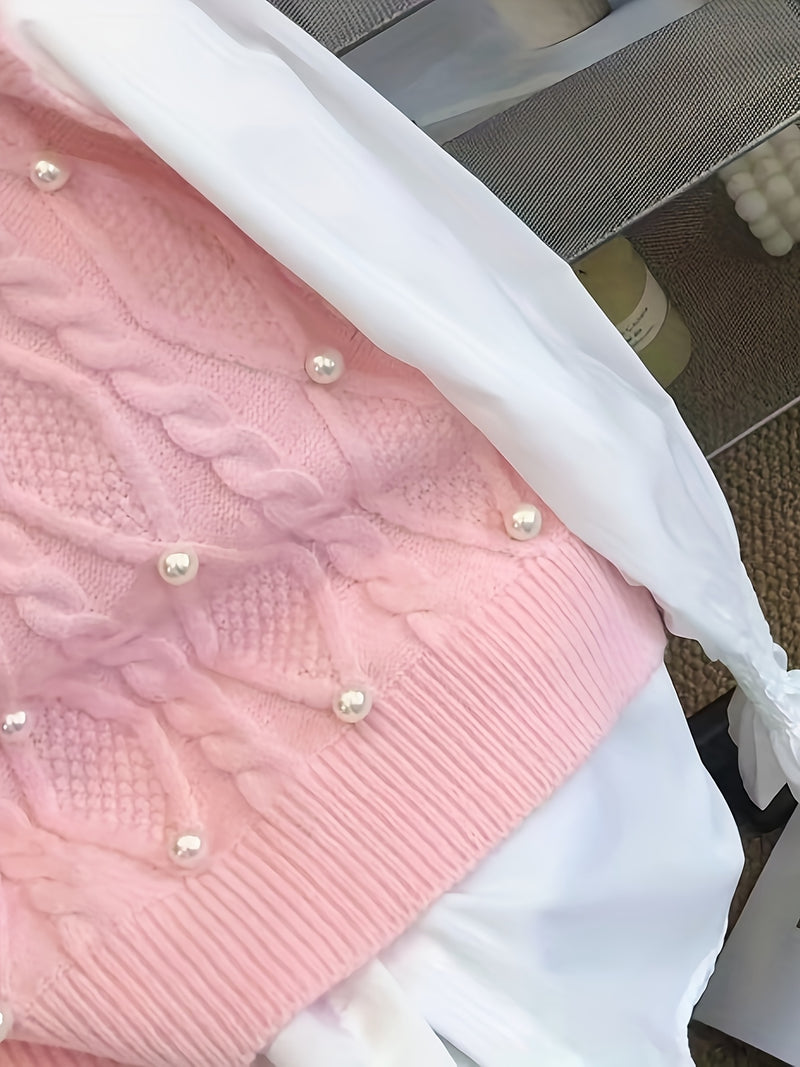 Spring/Summer New Women's Fashion Elegant Pullover Pearl Vest.