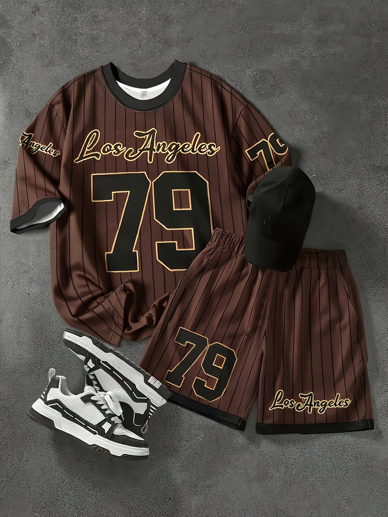 Men's Casual Short Sleeve T-Shirt and Shorts Set.