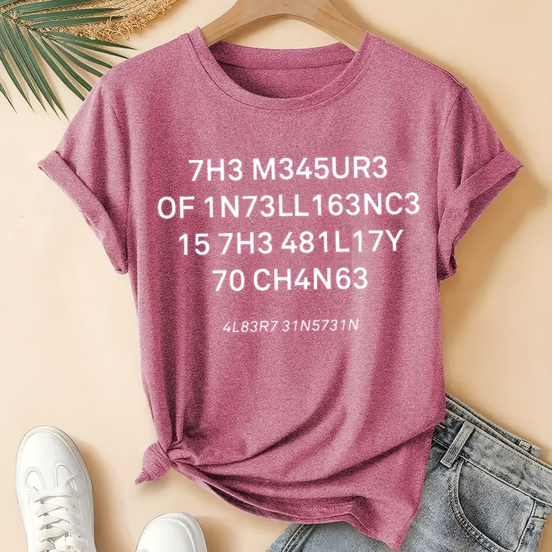 Women’s Casual Sports Vintage Loose Round-Neck Short-Sleeve T-Shirt.