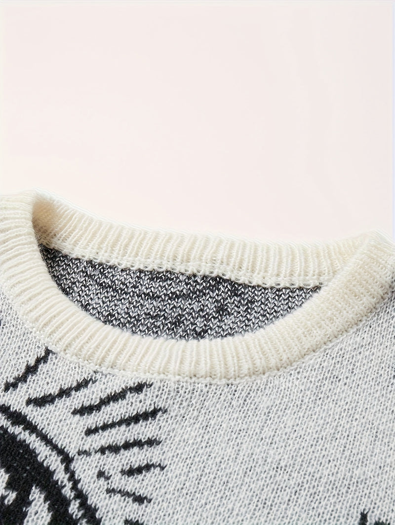 Men’s Round Neck Street Style Pullover with Contrasting Colors.