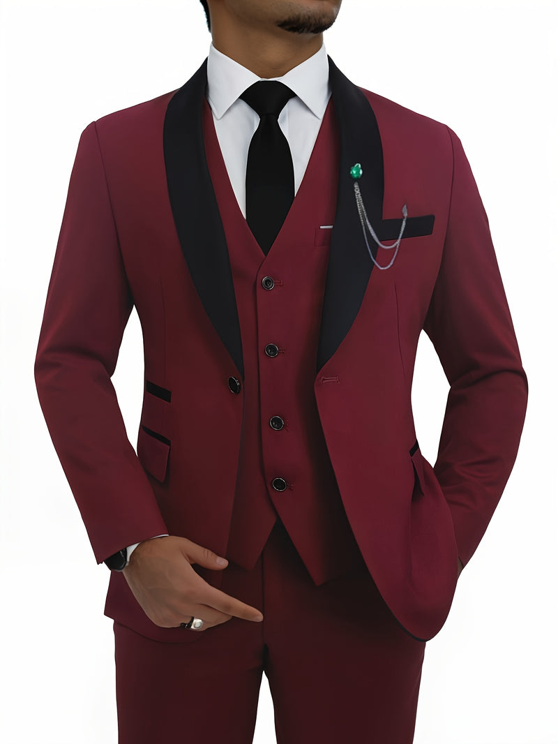 A Men'S Three-Piece Suit, Including a Blazer, Vest, And Trousers, High-Quality.