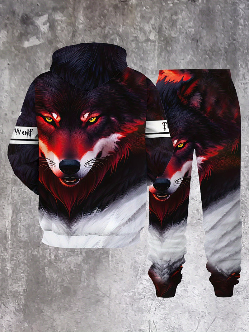 Red Dominant Wolf Pattern Personality Fashion Comfortable Men's.