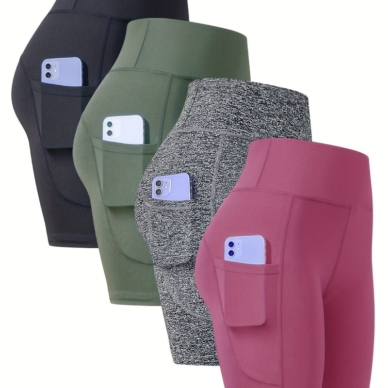 4-Pack Women’s Athletic Shorts, Fashion Yoga Shorts.