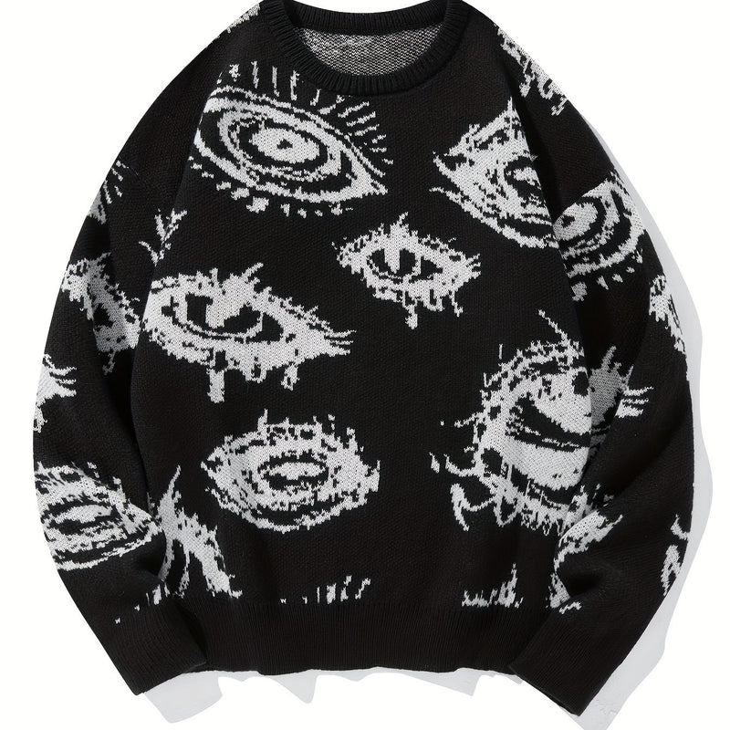 Men’s Round Neck Street Style Pullover with Contrasting Colors.