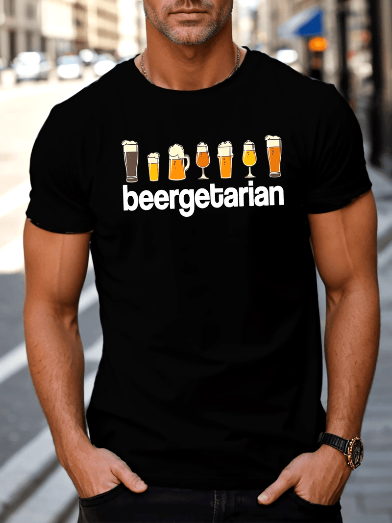 BEERGETARIAN Print Tee Shirt, Tees for Men.
