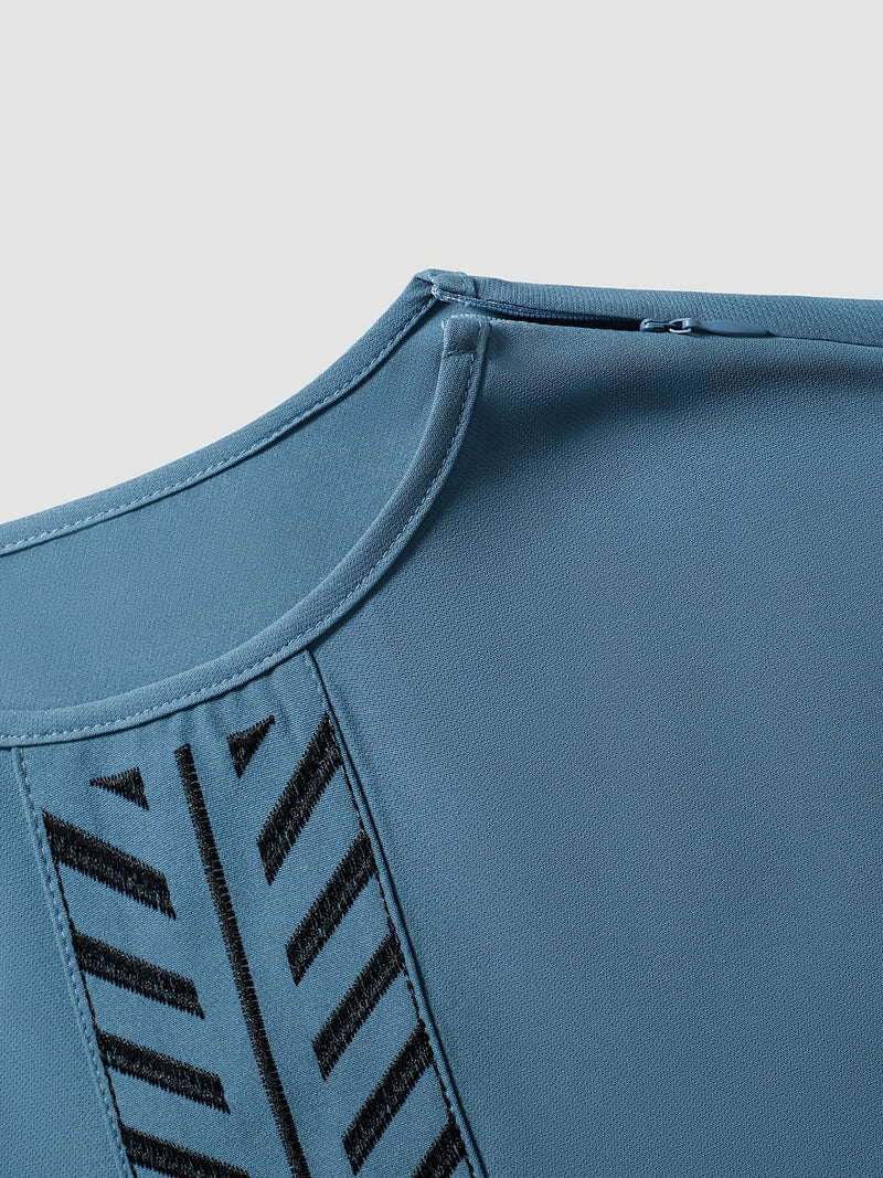 Men'S Plus Size Casual Two-Piece Set  Crew Neck with Zipper Detail.