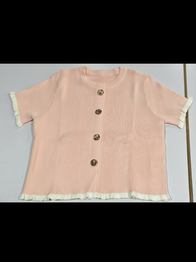 Women's Summer Button Ear Design Edge Design.