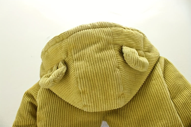 Autumn/Winter Thickened Padded Hooded Outerwear for Baby Boys and Girls.