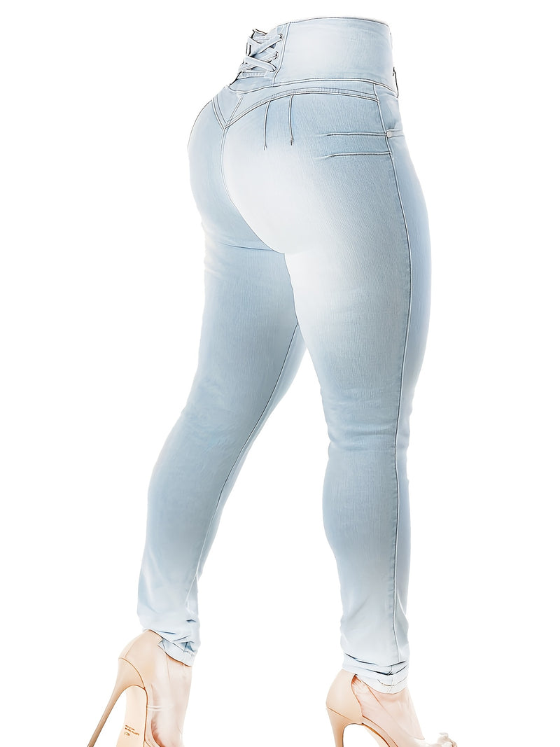 Women's Fashionable High-Waisted Skinny Jeans.